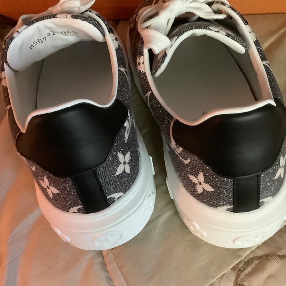 Louis Vuitton gray denim Time Out Sneakers - Picture 2 of 8